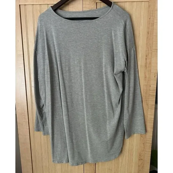 J Jill Luxe Supima Cotton Tunic Gray Ultra Soft Long Sleeve Shirt Women’s Large - Picture 1 of 3